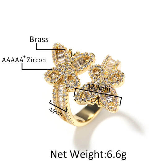 Women's & Men's & Diamond Staggered Butterfly Opening Fashion Rings