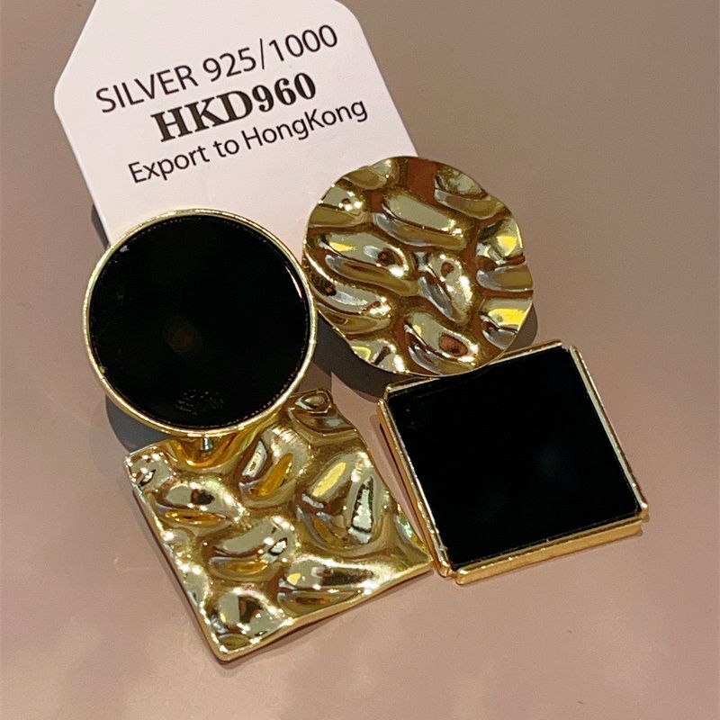 Sier Needle Summer Asymmetric Metal Geometric Earrings