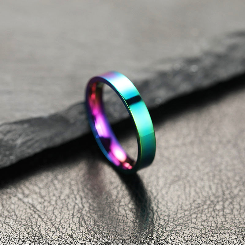 Titanium Steel Design Bright Surface Simple Stainless Rings