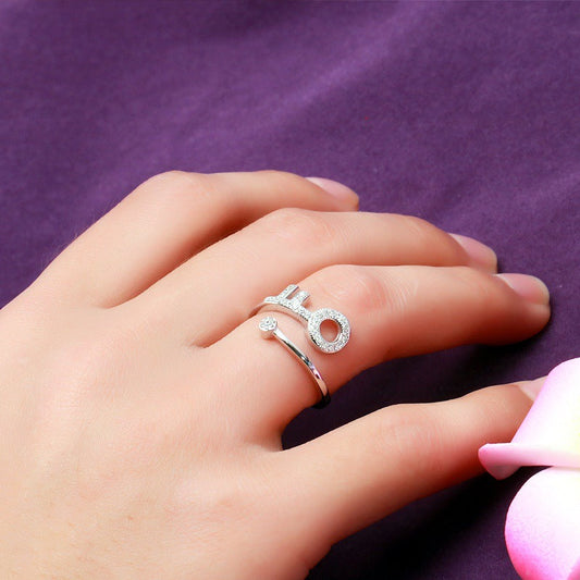 Sterling Sier Rose Gold Key Open Female Rings