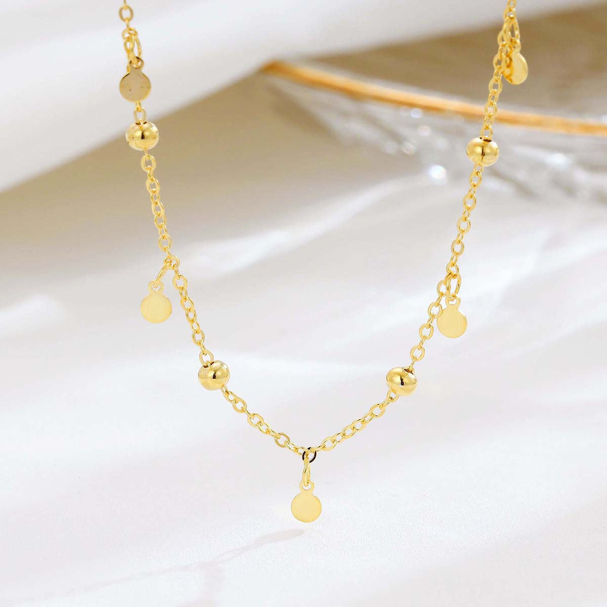 Women's Sterling Sier Spacer Bead Temperamental Minority High-grade Ornament Light Necklaces