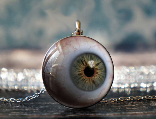 Horror White Eyeball Glass Pendant Fashion Necklaces