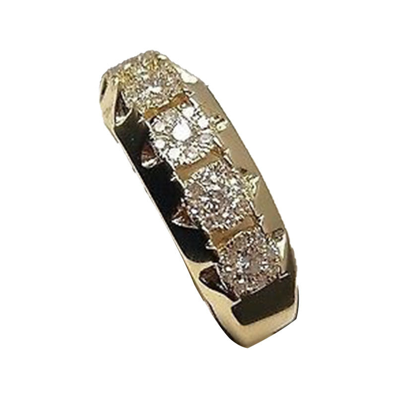 Women's & Men's Gold Zircon Fashion Micro Inlay Engagement Wide Rings
