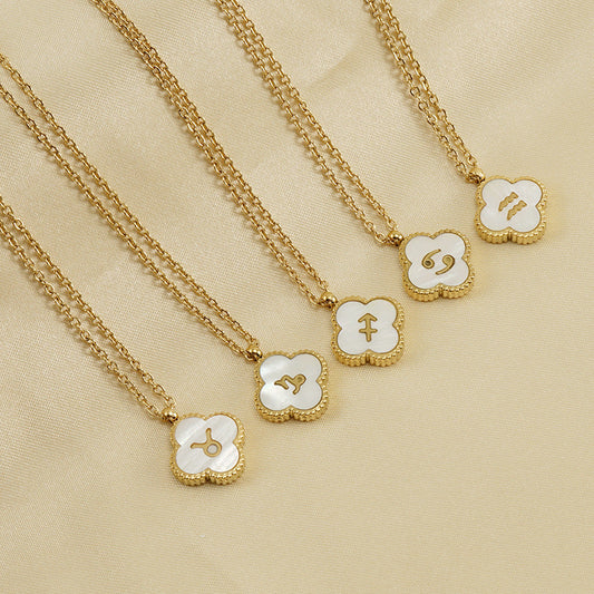 Titanium Steel Clover Shell Constellation Stainless Necklaces