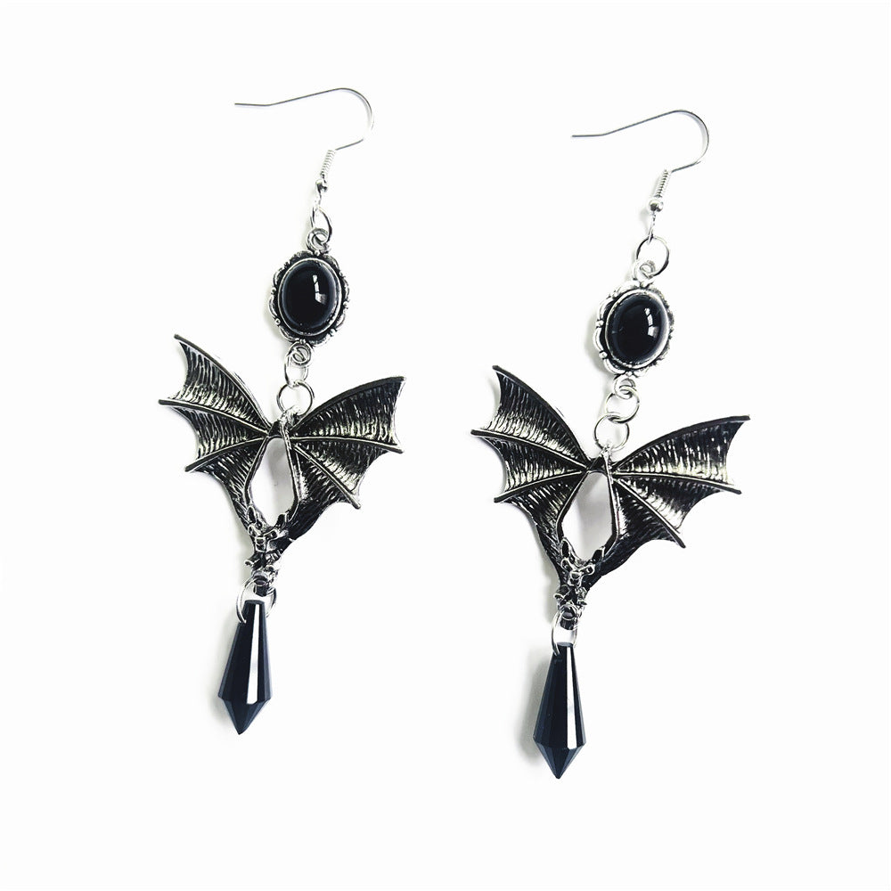 Punk Style Jewelry Gothic Bat Red Earrings