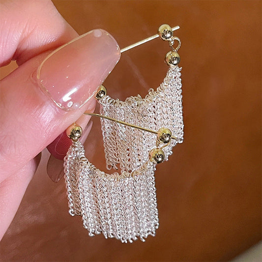 Waterfall Tassel Female Light Luxury Minority Design High Earrings
