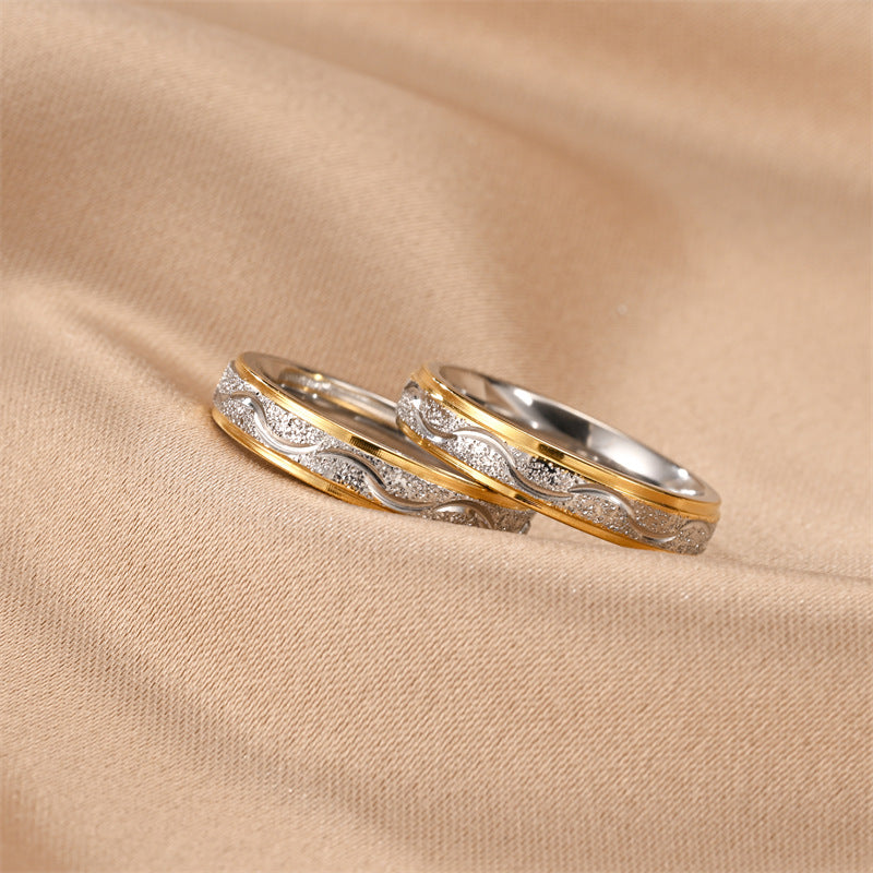 Popular Titanium Steel Couple Female Colorfast Korean Simple Rings