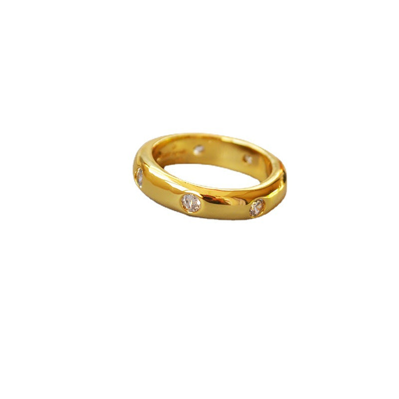 Refined And Simple Glossy Brass Gold Plated Zircon Rings