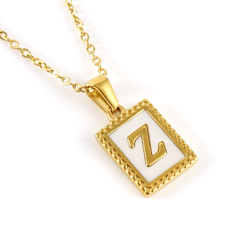 Gold Stainless Steel Shell Letter Female Titanium Pendant Necklaces