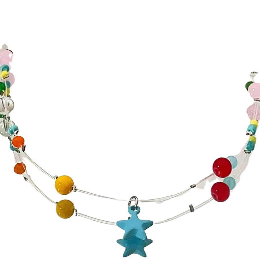 Women's Fresh Colorful Beaded Simple Dignified Sense Necklaces