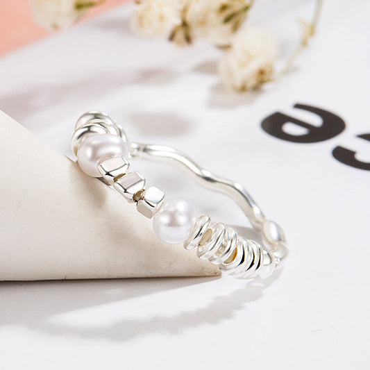Small Pieces Of Sier Pearl Female Light Luxury And Rings
