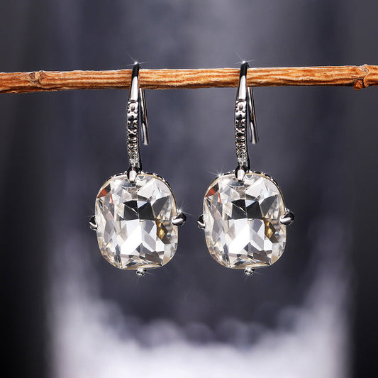 Shi Elegant Square Zircon Female Lady Earrings