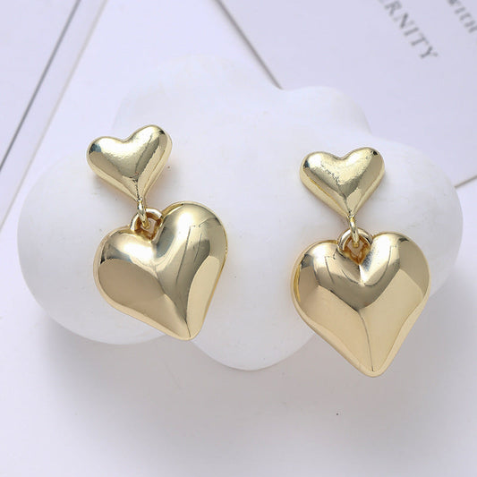 Women's Stylish Retro Minimalism Metal Heart Fashionable Earrings