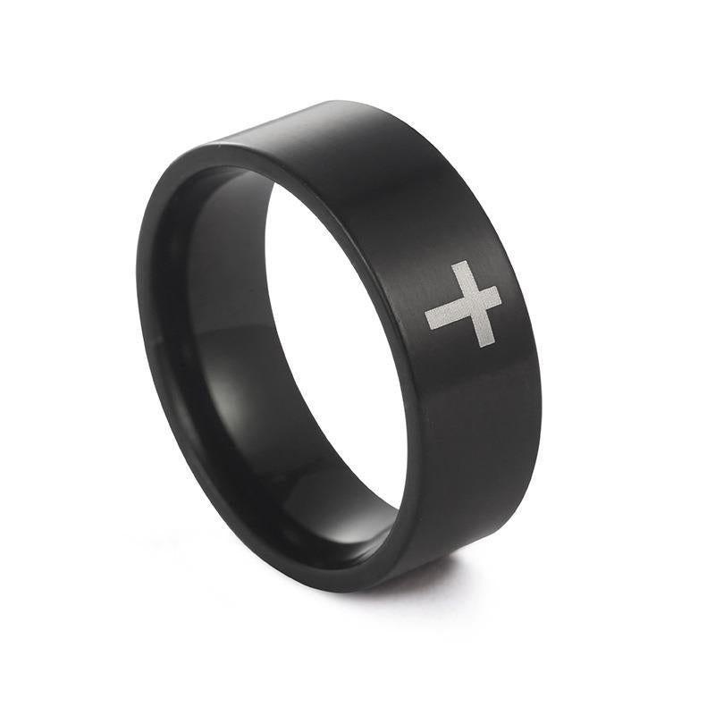 Stainless Steel Design Wind Cross Simple Rings