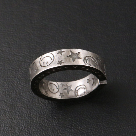 Women's & Men's & Sense Retro Hip Hop Smiley Face Rings