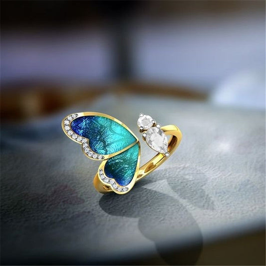 Women's Ornament Creative Opening Butterfly Fashion Insect Rings