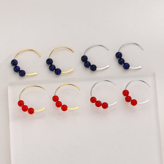 National Style Simple Bean Lucky Beads Ear Small Retro Earrings