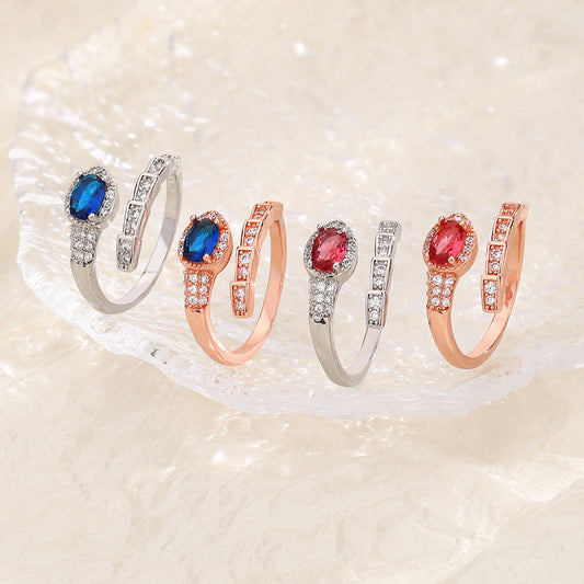 Affordable Luxury Style Red And Blue Diamond Simulated Snakes Rings