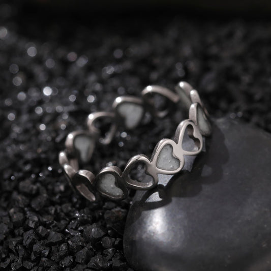 Cute Night Glow Ornament Fashion Geometric Stainless Steel Rings