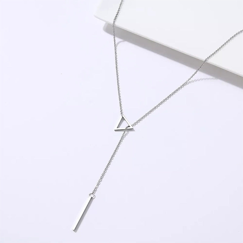 Women's Triangle Pendant Versatile Design Long Sweater Necklaces