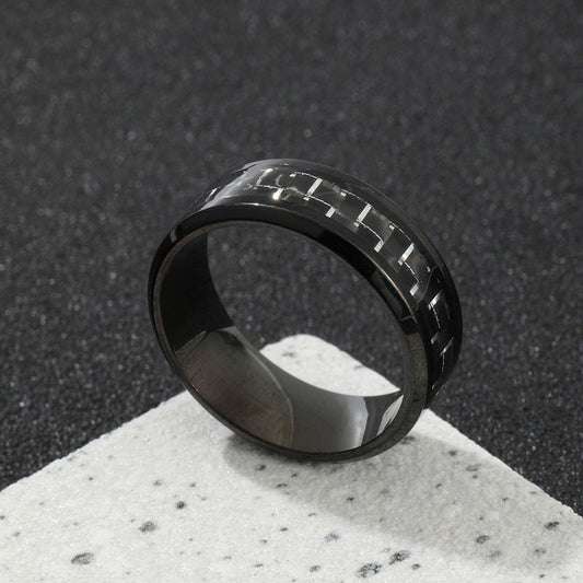 Men's Stainless Steel Ornament Simple Carbon Fiber Multicolor Rings