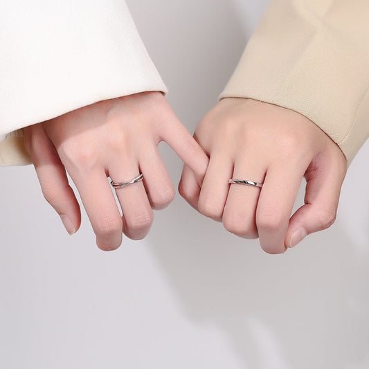 Women's & Men's & Exhibition Interwoven Couple And Sterling Sier Korean Rings