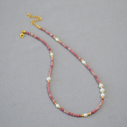 Stone Beaded Freshwater Rice Grain Pearl Grace Necklaces