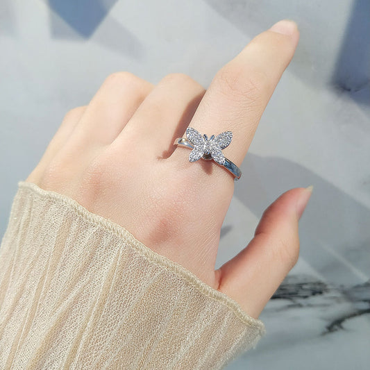 Creative Fashion And Butterfly Female Rotatable Opening Rings