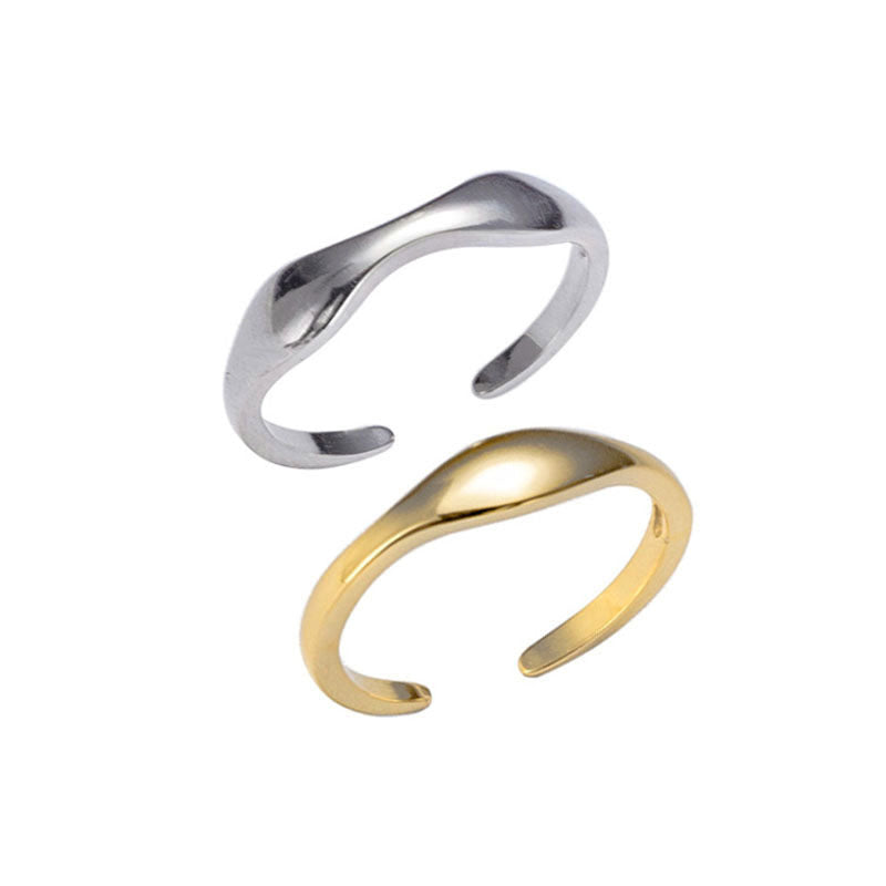 Women's Sier-plated Simple And Irregular Wave Open Rings