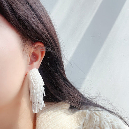 Thousand Gold Visual Sense Dark Waterfall Tassel Ear Personalized Earrings
