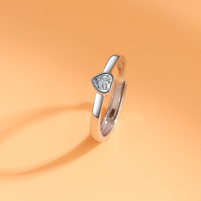 Women's & Men's & And Hollow Heart Shape Diamond Long-distance Rings