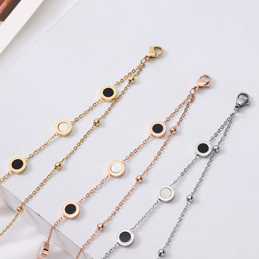 Women's Steel Minority Simple Double Layer Black And White Bracelets