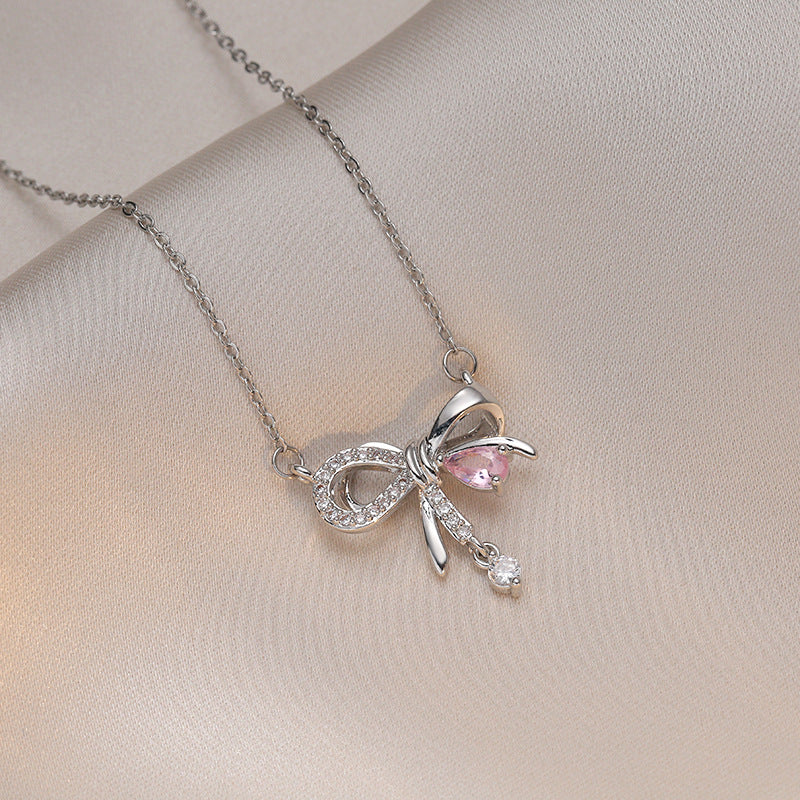 Women's Sweet Niche Temperament Tassel Water Drop Rhinestone Necklaces