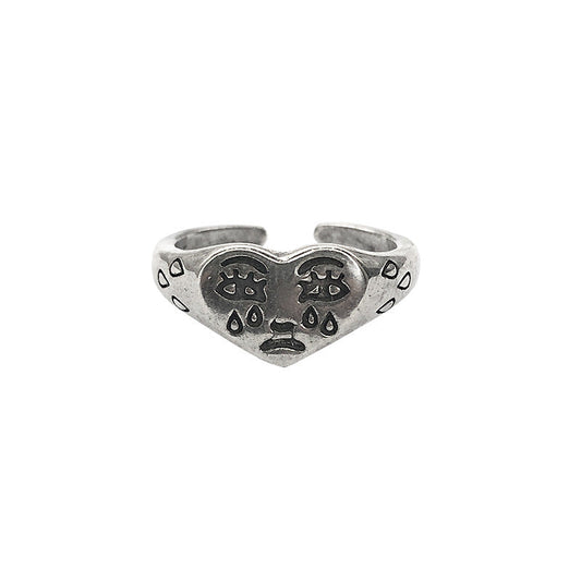 Creative Sad Love Heart-shaped Adjustable Personality Rings