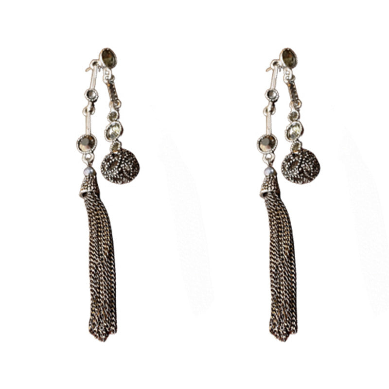 Women's Ball Tassel Long Minority Eardrops Temperament Entry Earrings