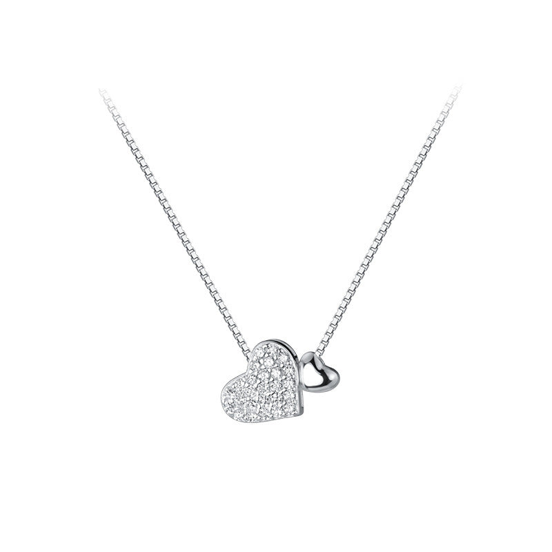 Women's Fresh Sweet And Diamond Mounted Love Necklaces