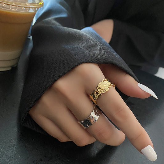Fashion Tin Foil Irregular Metal Female Rings