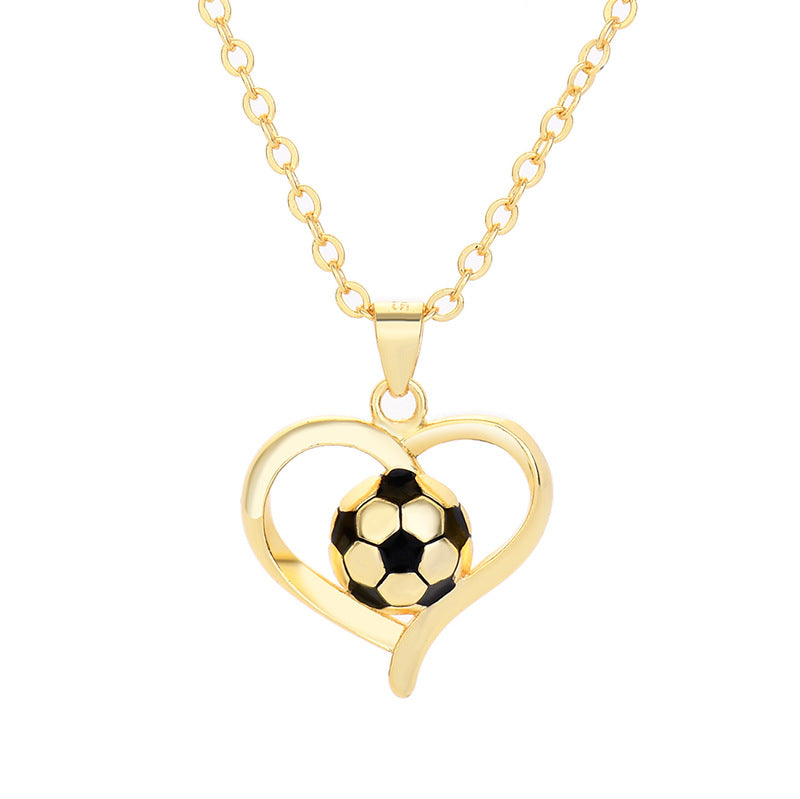 Women's Gold World Cup Football Fashion Heart-shaped Necklaces