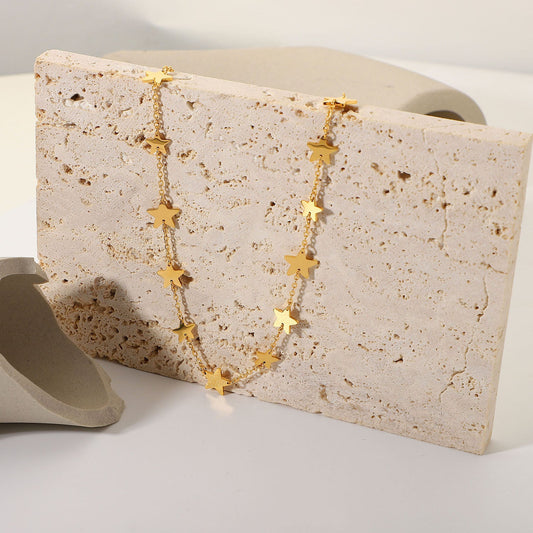 Women's Fashion Gold-plated Stainless Steel Pentagram Star Necklaces