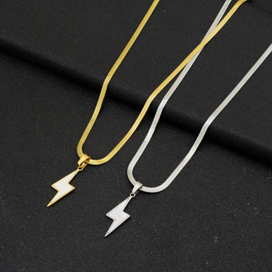 White Shell Lightning Pendant Snake Bones Necklaces