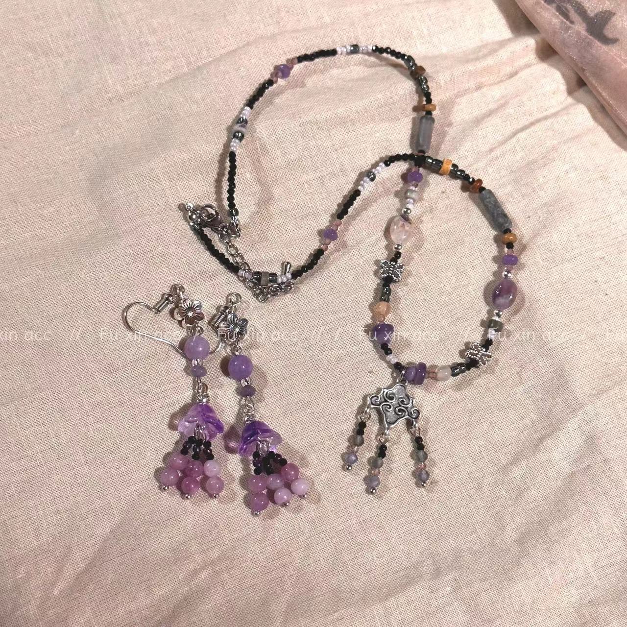 Style Traditional Light Luxury Retro Minority Purple Totem Tassel Necklaces