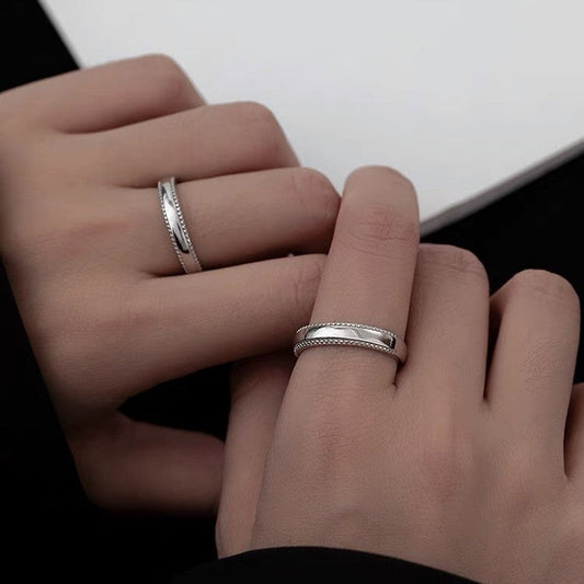 Women's & Men's & Sterling Sier Bilateral Dot Couple Design Simple Rings