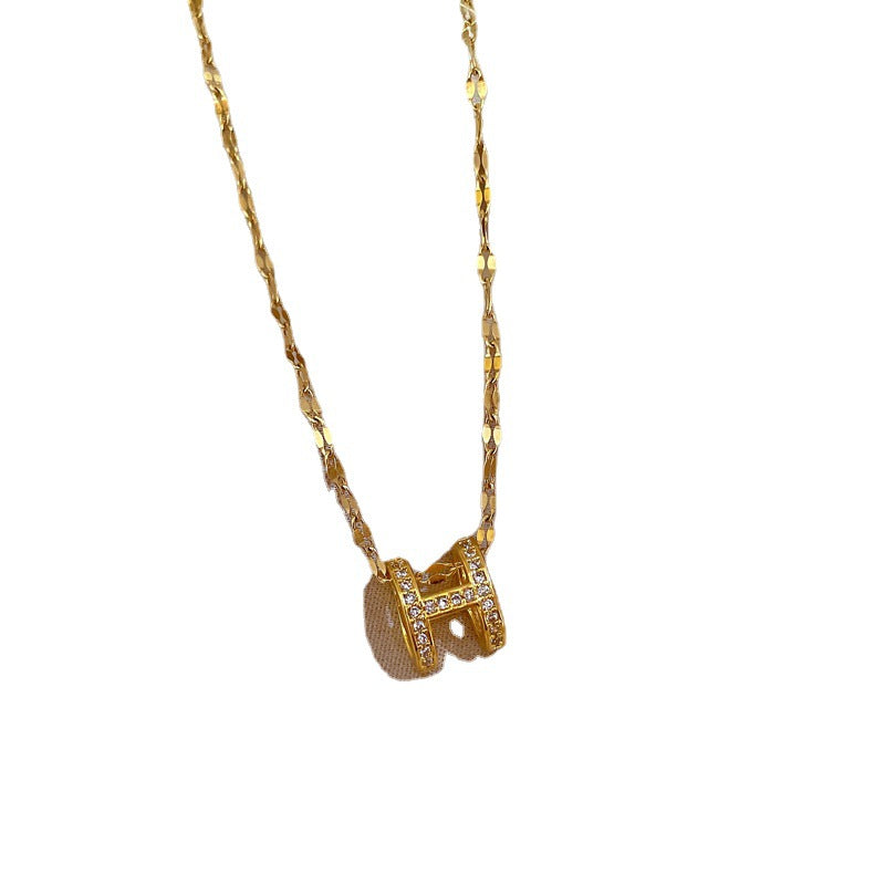 Titanium Steel High-grade Diamond Letter Female Necklaces