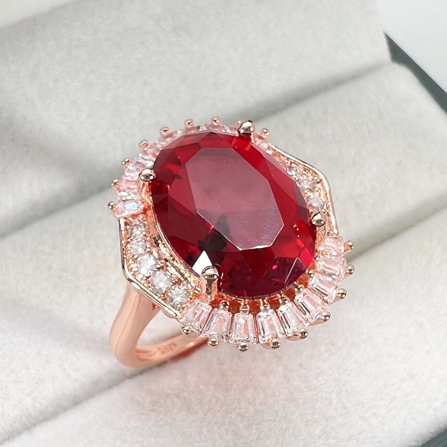 Broadcast Rose Gold Plated Sparking Zirconium Ladder Square Diamond Rings