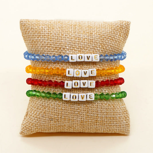 Women's Bohemian Minimalist Letter Diamond Crystal Beads Bracelets