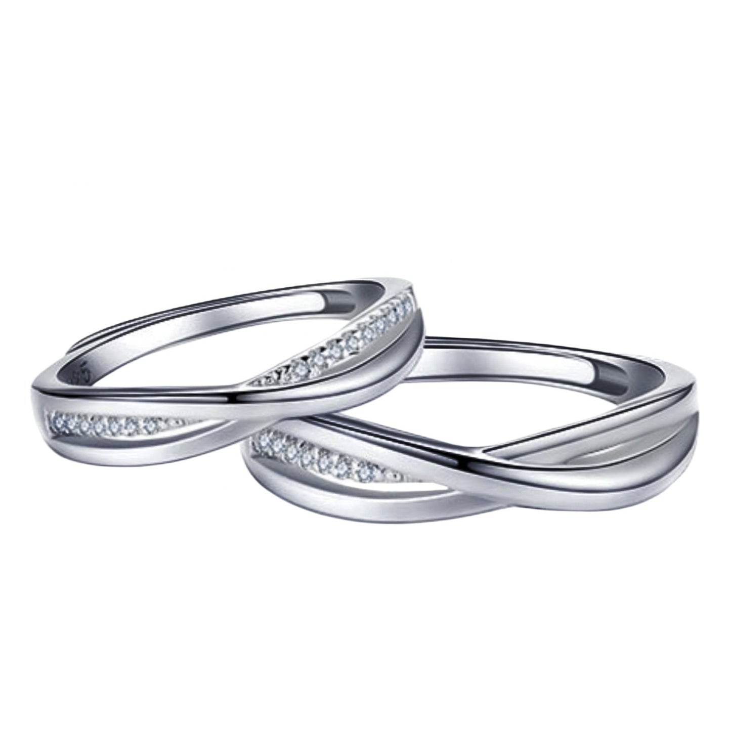 Women's & Men's & Interwoven Micro Inlaid Zircon Couple Rings