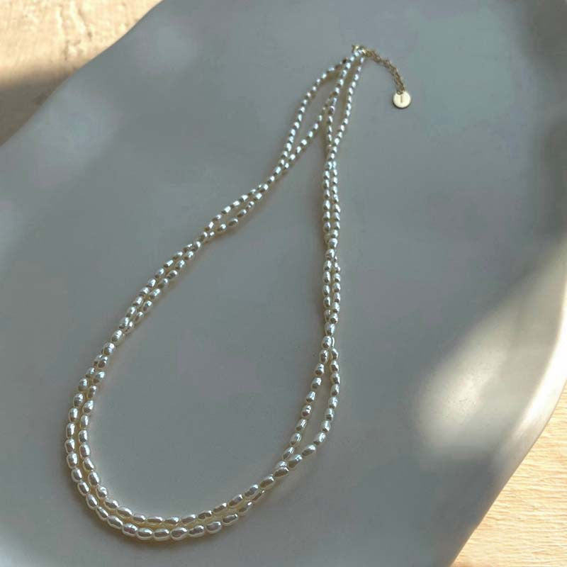 Women's Strong Light Natural Freshwater Grain Of Rice Niche Necklaces