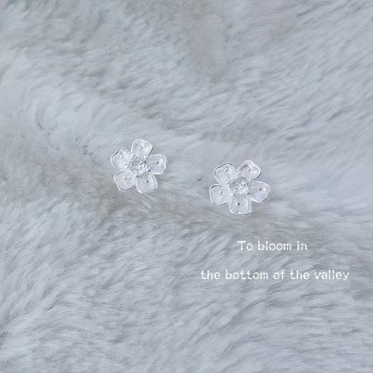 Cherry Blossoms Diamond Fresh Sweet Ear Simple Temperamental Cold Earrings