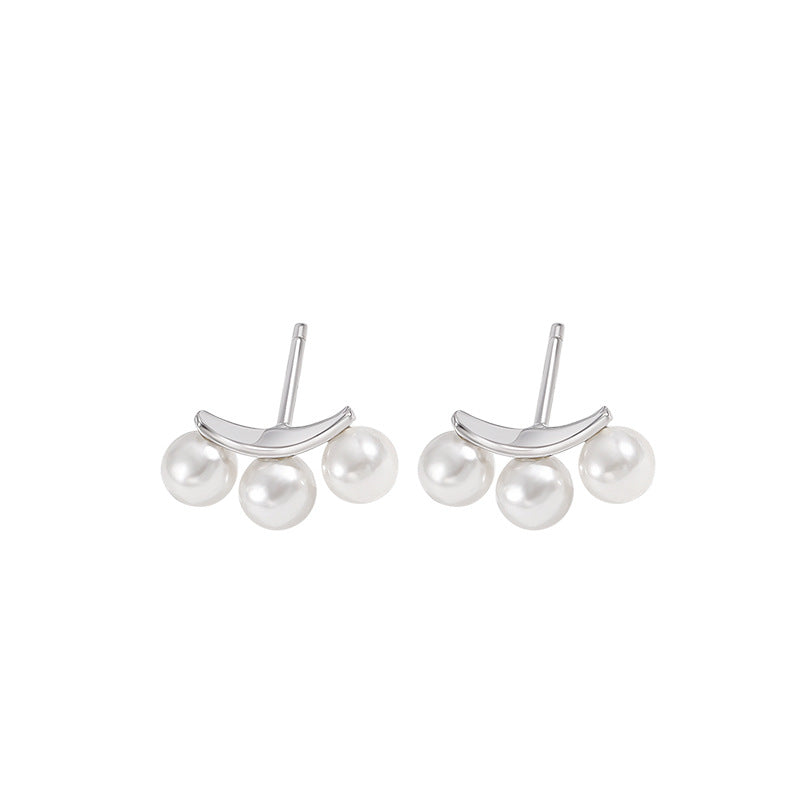 Women's Sterling Sier Korean Simple Three-row Shell Earrings