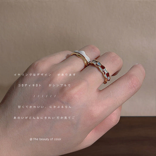 Women's Morandi Color Open Adjustable Drip Glazed Fashion High Rings